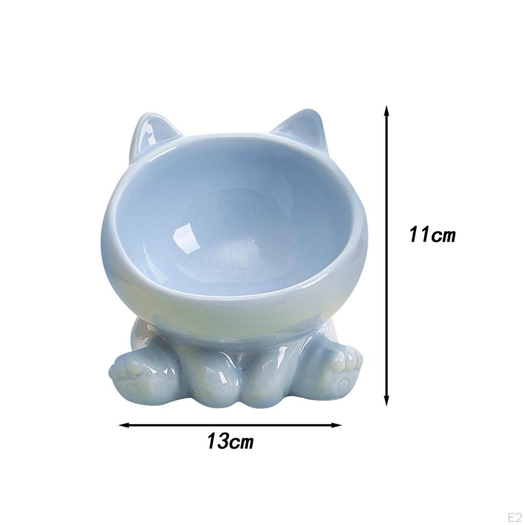 Ceramic Cat Feeder Bowl Dish Food and Water Raised Kitten for Dry Wet