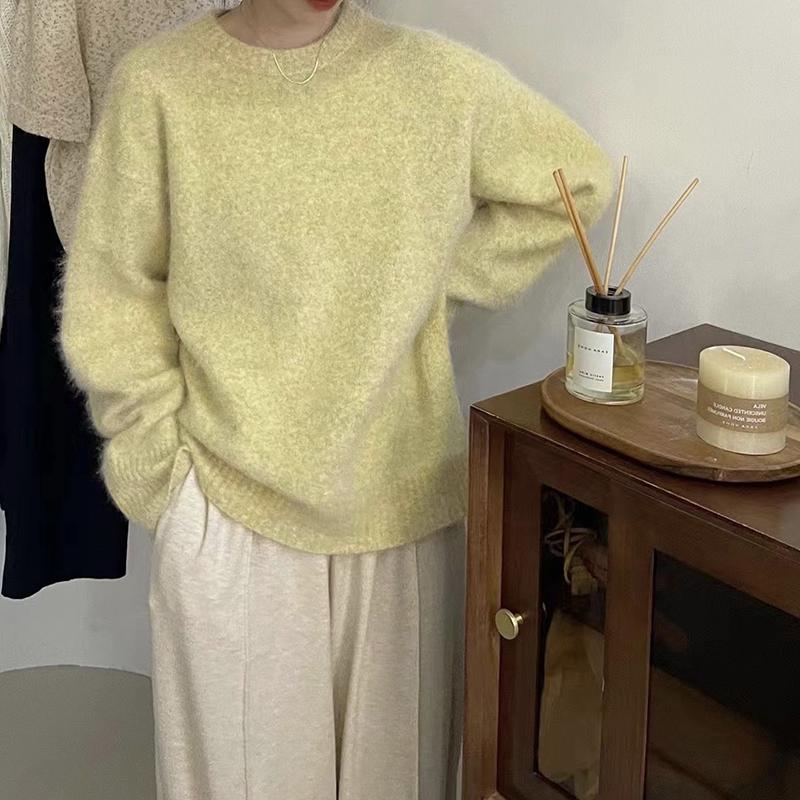 Höst- och vintertröja med rund hals för kvinnor Mode Lös Mjuk Bas Stickade Tröjor Kvinnor Elegant Slim Fit Kontorsdam Tröjor Toppar 25651