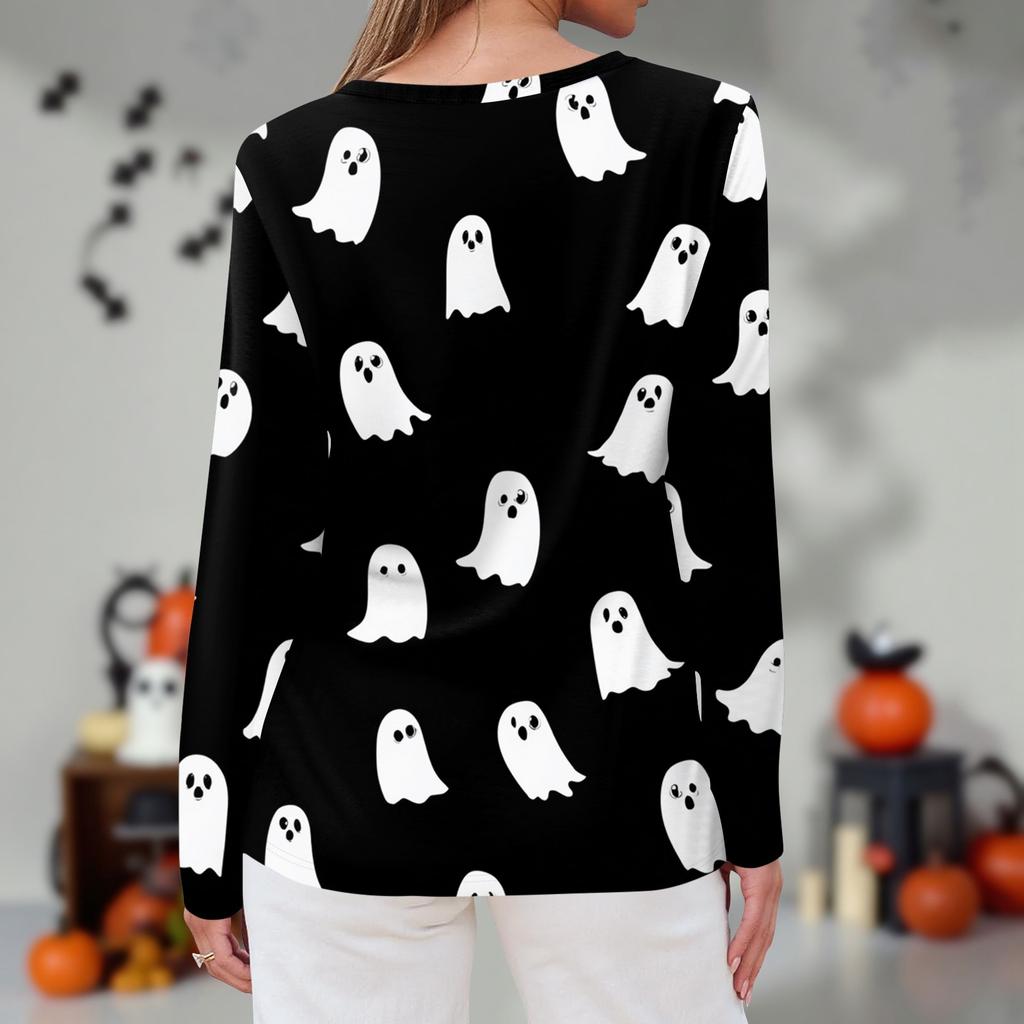 Women's Daily Casual Long-sleeved Printed O-neck Top