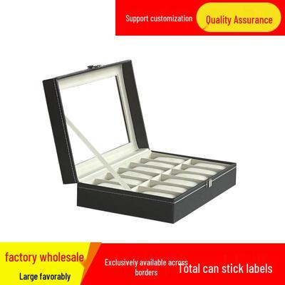 Luxuriöses PU-Leder 12-Schlitz Uhren-Präsentationsetui mit Fenster