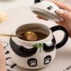 1 st Stor kapacitet Keramisk Mugg med Lock, Pandaformad, Kreativ Design, Söt Tecknad Panda Mugg Kaffekopp