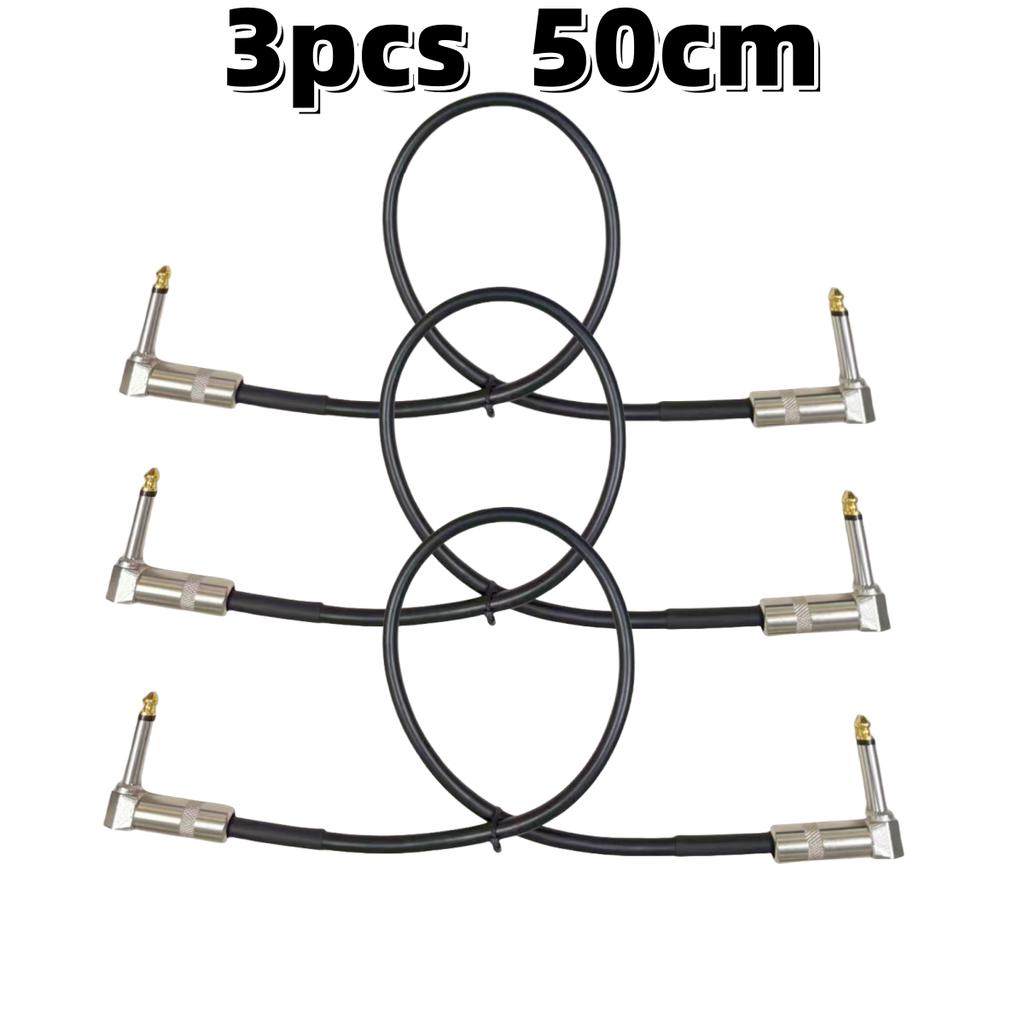 Guitar Effects Cable 15/30/50cm 1/4 Inch Right Angle Cable Instruments Patch Cord 6.35MM Electric Guitar Effect Wire Metal Head