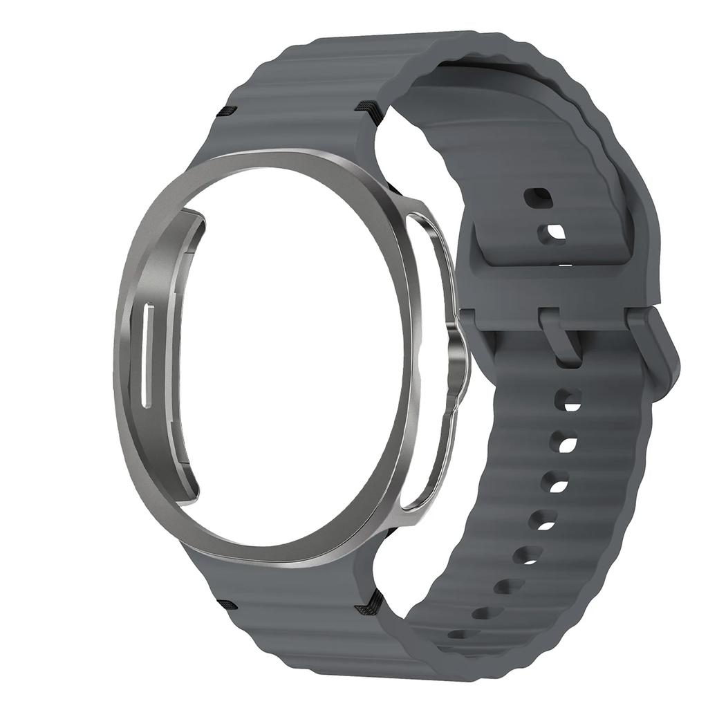 Silicone Strap+PC Case for Samsung Galaxy Watch 8 classic Wave Band Screen Protector Bumper for Galaxy Watch 8 classic 46mm