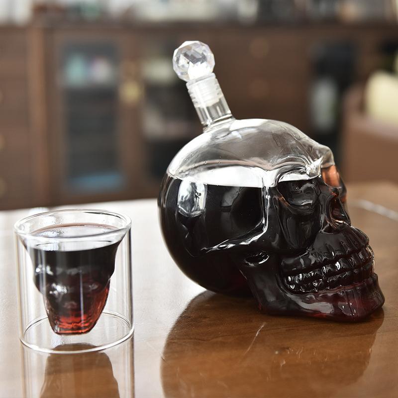 1000ml Schädel Fruchtsaftbehälter Weinflasche Borosilikatglas Dekanter Whisky Terror Bar Originalität Geschenk Dekoration