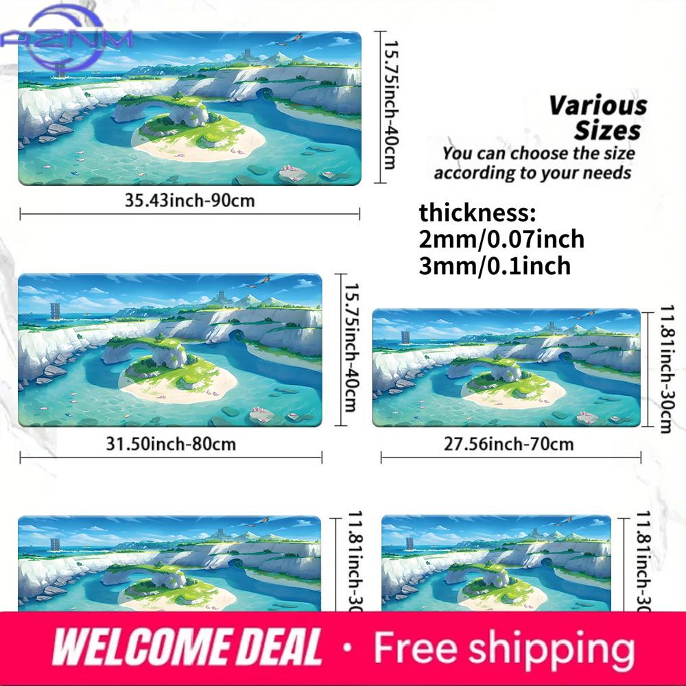 Pokemon Beach Island Landscape NonSlip Washable Gaming Desk Mat 30x80x0.2cm