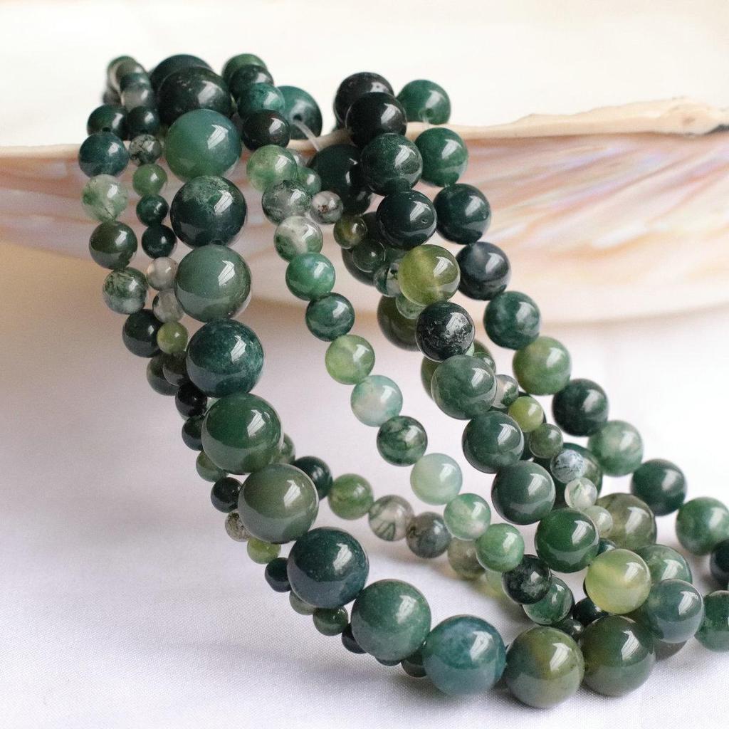 Tree Pattern Agate Round Beads - Natural Water Grass Beading Material for DIY Jewelry