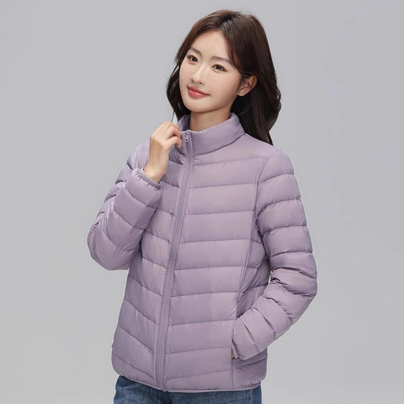 Light Down Jacket Women's Autumn and Winter New Short White Duck Down Winter Stand-up Collar Thin Casual Coat Tide