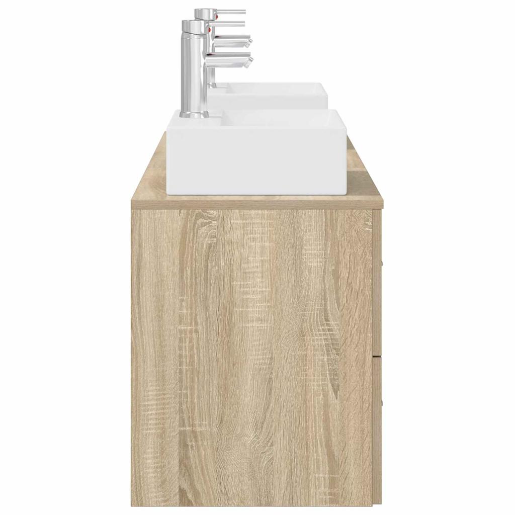 Bathroom Cabinet Set 3 pcs Sonoma Oak 129 x 41 x 79.5 cm