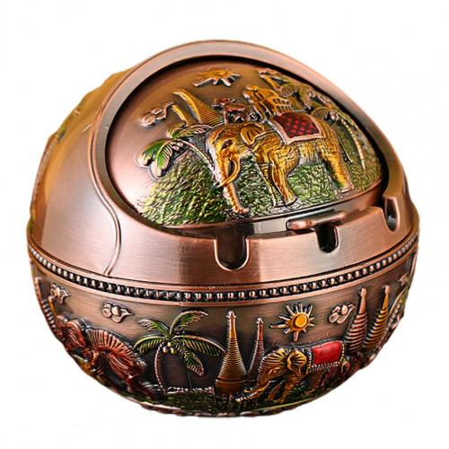 Retro Ashtray Household Cigarette Smoking Holder Home Decor Zinc Alloy Large Ash Holder with Lid for Home Friend Birthday Gift