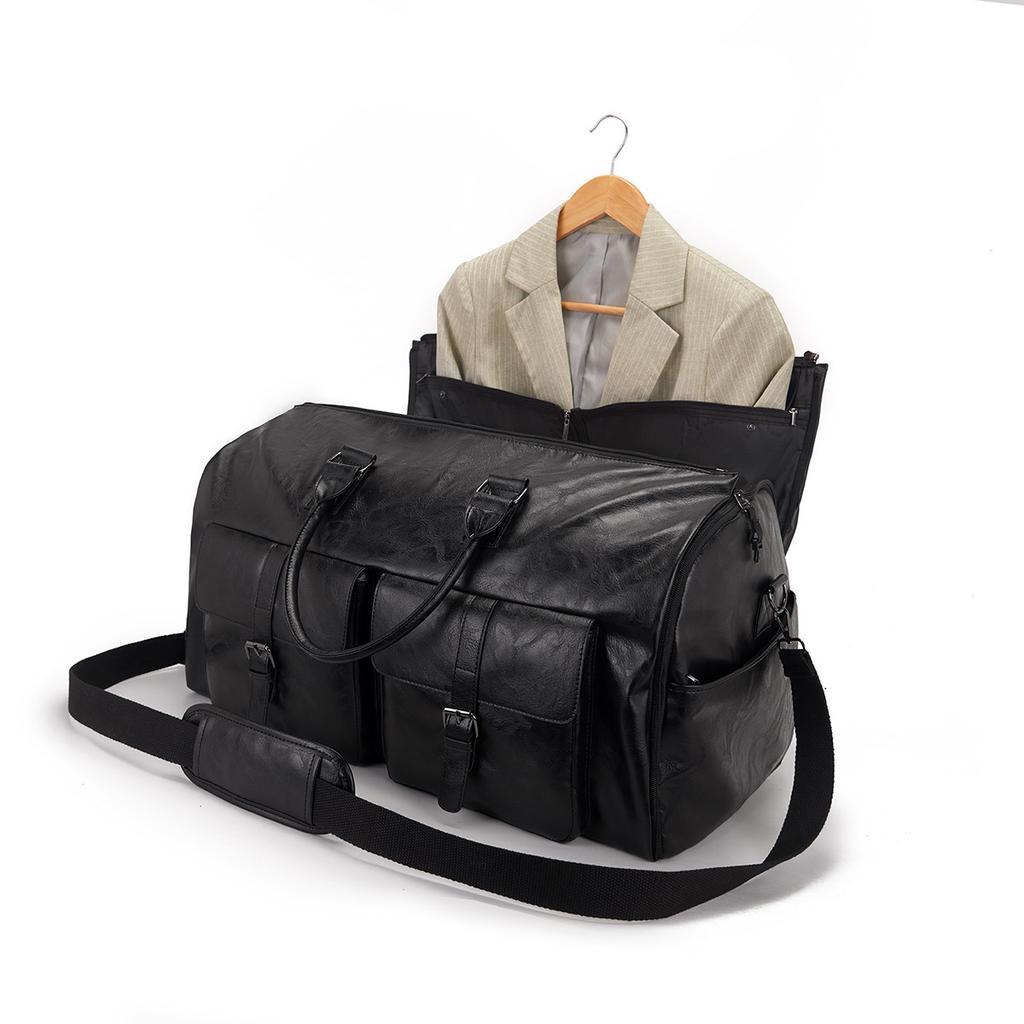 Travel Convenient Portable Garment Bag Large PU Leather Luggage Bag