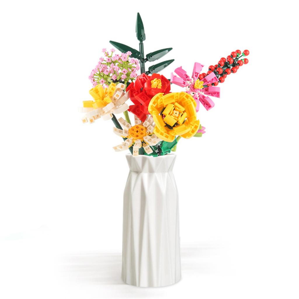 Children'S Educational Small ParticleBuilding Block Flower Simulation Diy Assembly Rose, Jasmine And DaisyFlower Building Block Toys