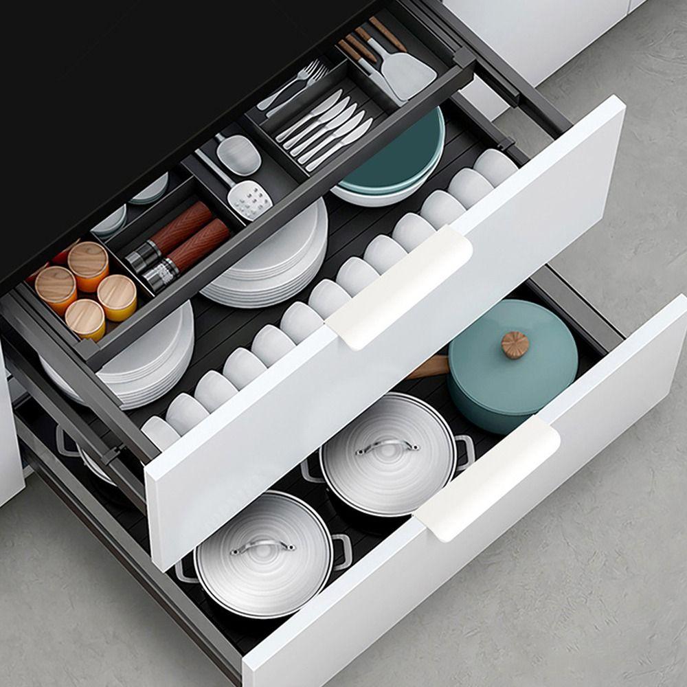 Weiße Möbelbeschläge aus Aluminiumlegierung, lange Schubladengriffe, versteckte Griffe