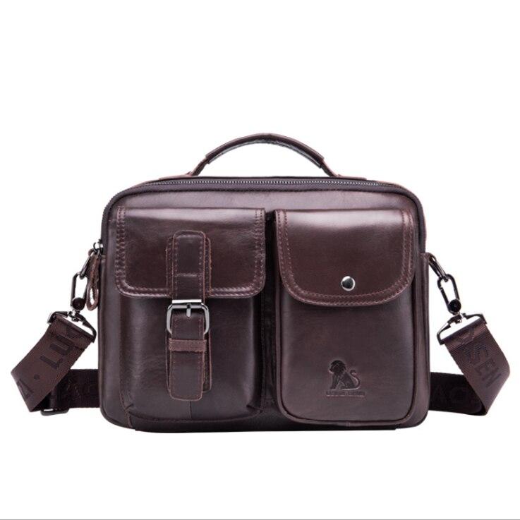 Quality Original Leather Design Male Shoulder Messenger Bag Cowhide Fashion Cross-body Bag Pad Tote Mochila Satchel Bag
