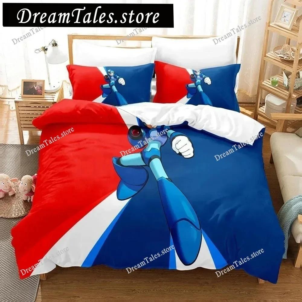 Mega Man X Dive Bedding Set,Rock Man Duvet Cover 3D Print Quilt Cover Pillowcase Single Double Size Boys Girls Birthday Gift741