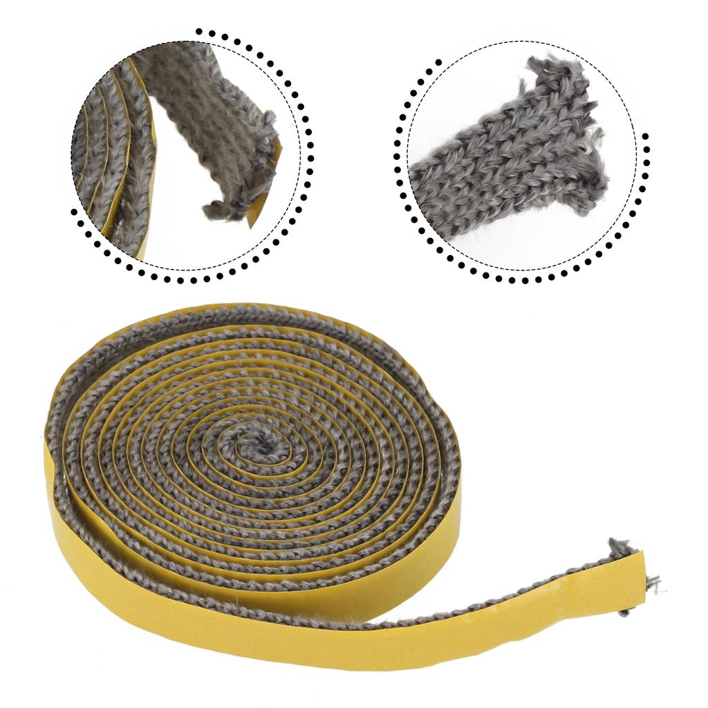 3mmx15mm Flat Stoves Rope Self-Adhesive Fiberglass Fireplace Door Sealing Cord Black Seal Stove Fire Rope 2m Length