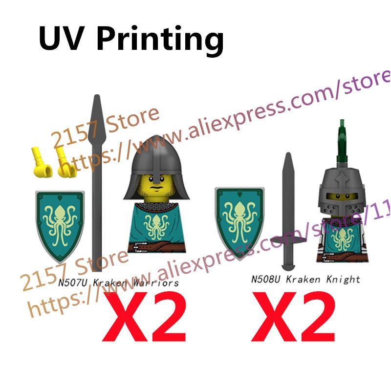 MOC Medieval Figure Building Block Castle Templar Knights Armor Militia Soldiers Gunners Shield Helmet Assembling Brick Toys S26