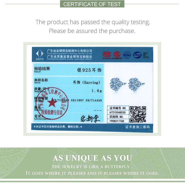 Bamoer Ohrstecker aus 925er-Sterlingsilber, elegant, rautenförmig, glänzend, Zirkon, Schneeflocke, für Damen, edler Schmuck