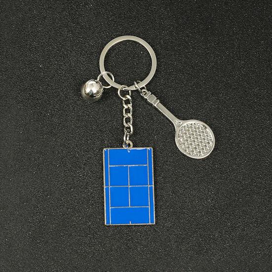 Kovová raketa na tenisový kurt Klíčenka Přenosný držák na klíče ze slitiny zinku DIY Přívěsek na kabelku Dekorace batohu Děti Dospělí Sportovní fanoušci Dárek k narozeninám