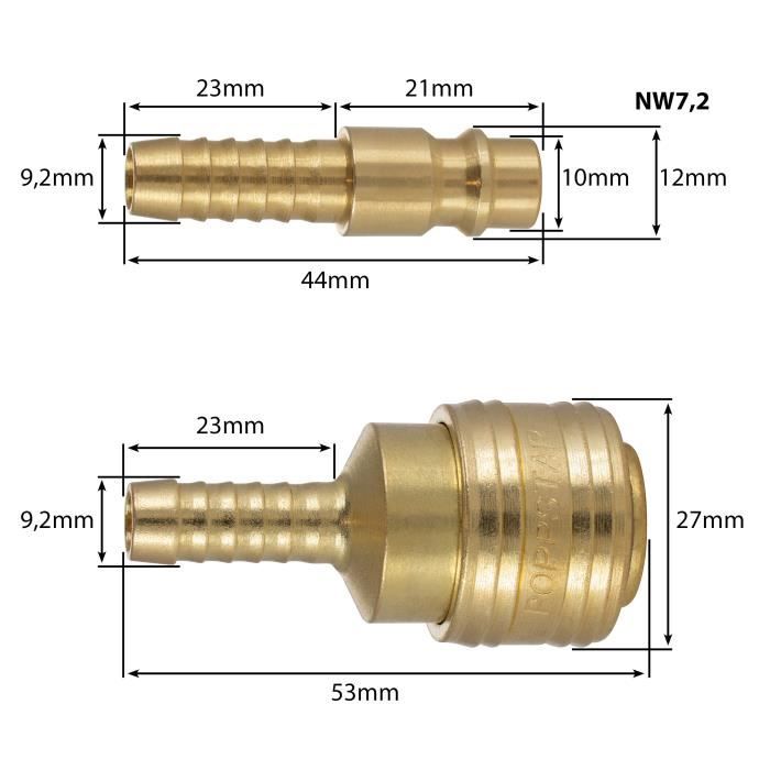 Tuyau à air comprimé - poppstar - 5 m - pvc hybride - diam. intérieur 9,2 mm - raccords en laiton