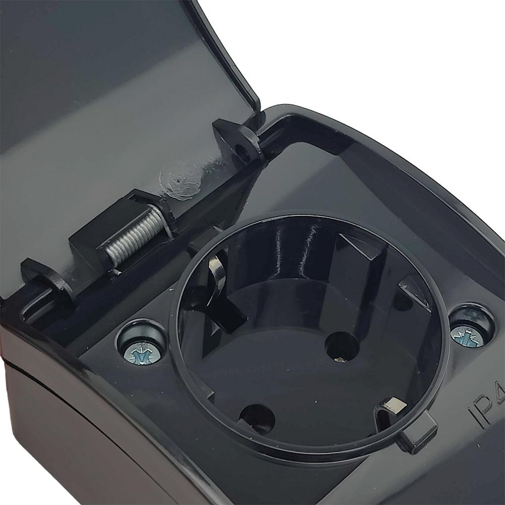 Viplast Koala Single Surface-Mounted Schuko Socket Ip44 Black 181?05
