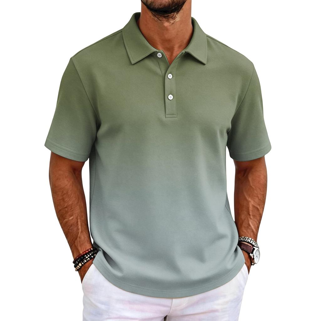 Men Short Sleeve Polo Shirt Classic Fit Lightweight Breathable Fabric Business Casual Solid Basic Collar Top