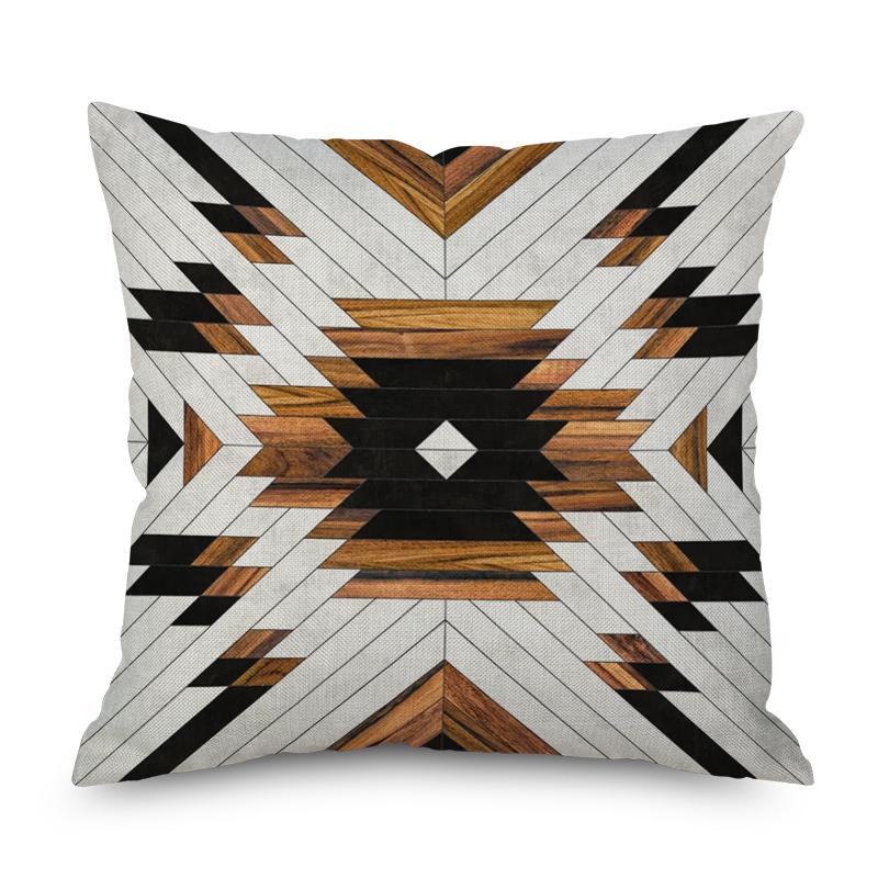 Home Decor Nordic Brown Geometric Ornament Pillow Cover Sofa Chair Printed Car Cushion Cover