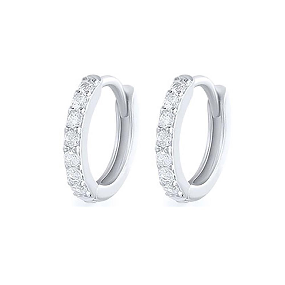 

LATS 2PCS Copper Alloy Minimal Hoop Earrings Crystal Zircon Small Huggie Thin Cartilage Earring Helix Tragus Piercing Zircon 14mm мідний/білий