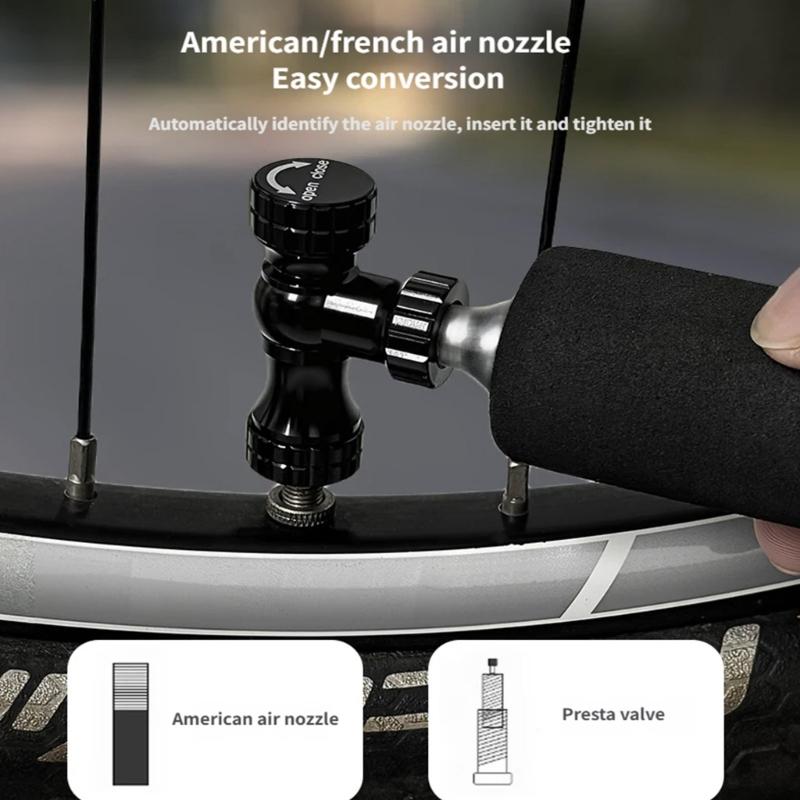 Bicycles CO2 Inflator Head Bikes Inflation Valves Head Knob Inflation Nozzle Bikes Fast Inflation Valves Accessories