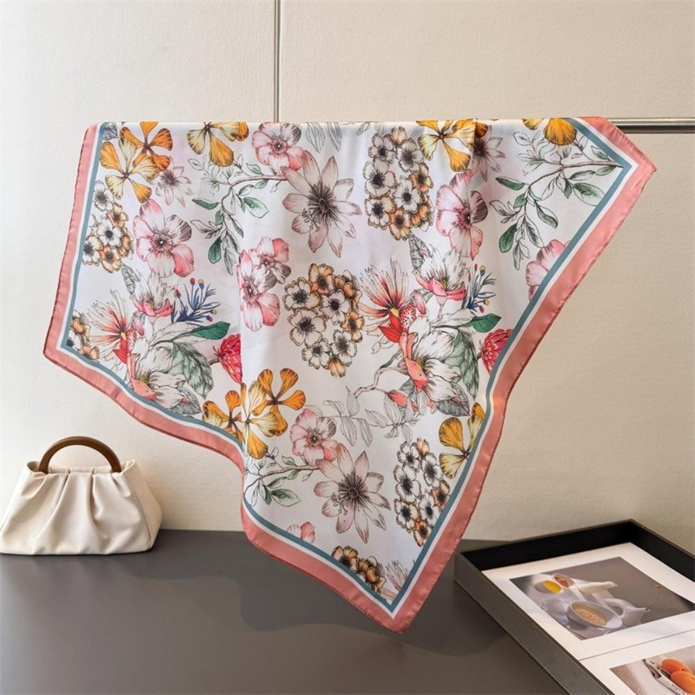 Floral Print Bandana Scarf Soft Neckerchief Scarf Fashion Hijab Scarf Women