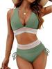 Sexy High-Waist Bikini: Women's Halter Neck Swimsuit with Tummy Control