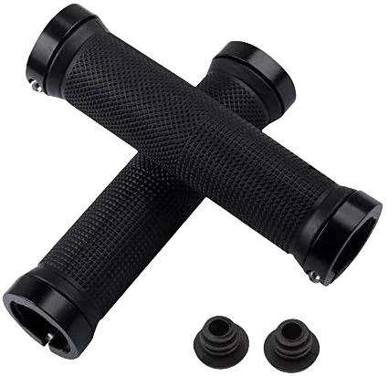 

Bicycle Rubber Grips Aluminum Alloy Bicycle Handle Cover Lock Non-Slip Rubber Double Lock on Locking Bicycle Handlebar Grips чёрный
