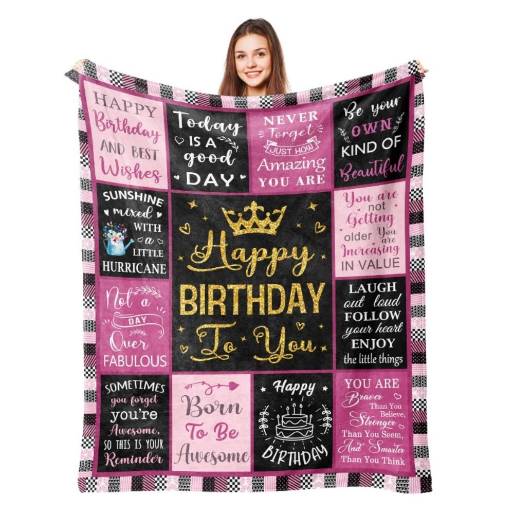 80. Geburtstag Geschenkdecke Druck Weiche und Bequeme Flanelldecke für Sofa Bett Wohnzimmer