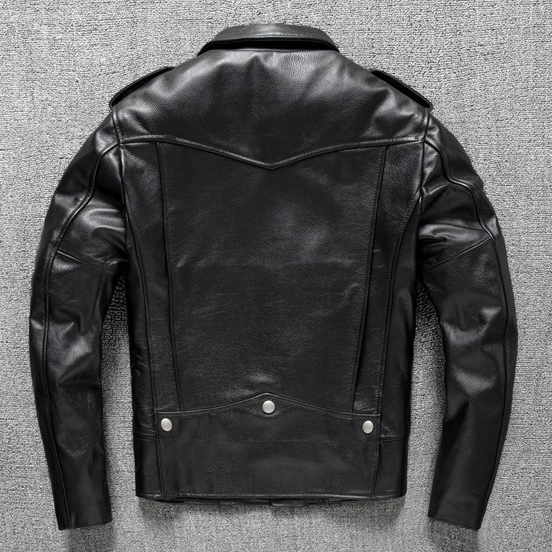 Top Layer Cowhide Genuine Leather Leather Jacket Men Motorcycle Leather Jacket Slim Leather Jacket Lapel Fashion Youth Jacket