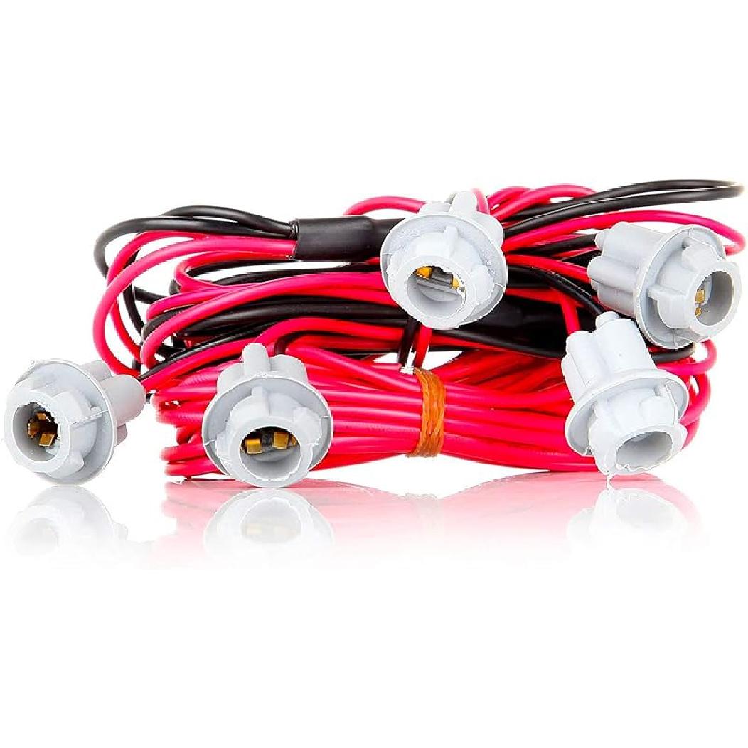 

T10 W5W 194 LED Bulbs Sockets Pre-Wired Connector Wiring Wire Harness For Cab Marker Lights (Pack Of 5) 5 in 1 Wiring