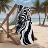 Set of Microfiber Bath Towels with Single Zebra Stripes - Quick Drying, Extremely Absorbent, Ultra-Fine, Contemporary Design