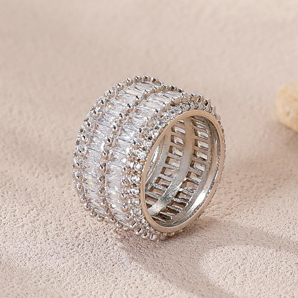 Vintage Hip Hop Ring Does Not Fade Niche Ins Style Couple Copper Zircon Ring