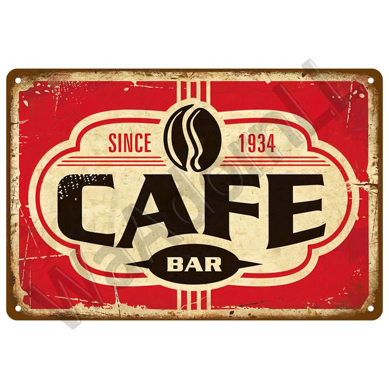 Vintage Blechschild Plakette Metallplatte Wandkunst Poster Metallschild Retro Dekor Kaffee für Küche Bar Café Zimmer Retro Eisenmalerei