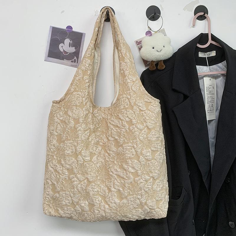 Sweet Flower Ladies Vest Shoulder Bags Large Capacity Portable Women's Tote Shopping Bag Retro Floral Female Purse Handbags