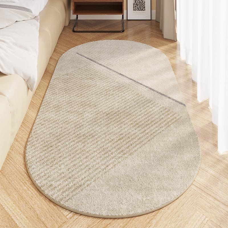 

Ковер для гостиной в стиле васаби, овальный полосатый ковер для спальни, пушистый мягкий плюшевый ковер, домашний, моющийся, утолщенный коврик для пола 80*120cm