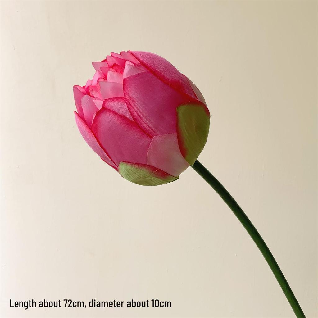 Realistic Lotus & Leaf with Stem Props - Artificial Water Lily Arrangement for Living Room Decoration