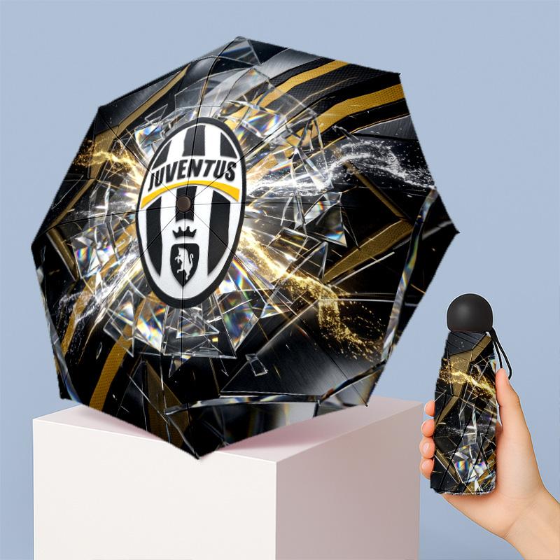 Juventus FC Pattern Printed Mini 5 Folds 8 Ribs Compact Umbrella Windproof Waterproof Lightweight Portable Folding
