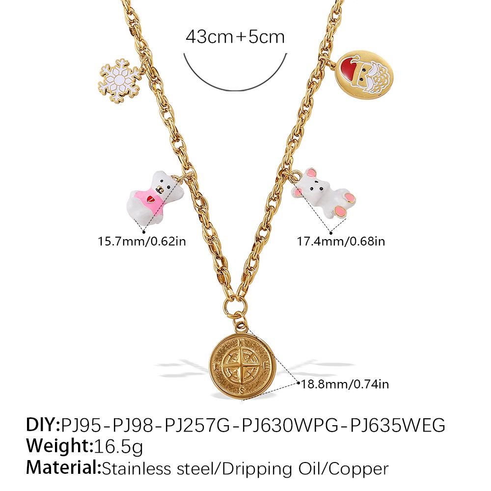 Fashion DIY Colorful Cartoon Pendant Necklace Stainless Steel Gold Plated Trend Jewelry