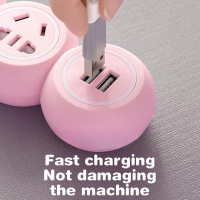 Usb Power Strip, Multi-Hole And Multi-Port Plug, Student Dormitory Home Pink Cute Socket With Cable Power Strip Power Converter