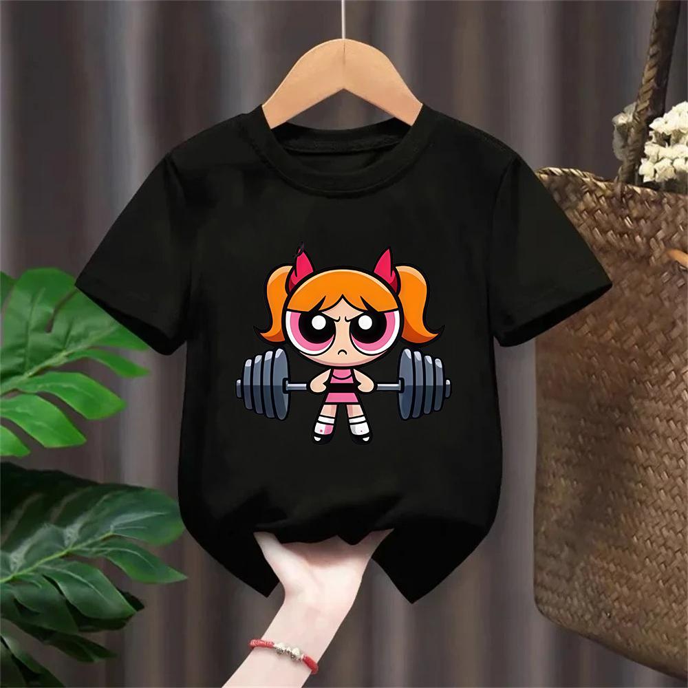 Girls Super Powerful Blouse Training Streetwear Tshirt Kids Shirt Academy Fitness Tshirt