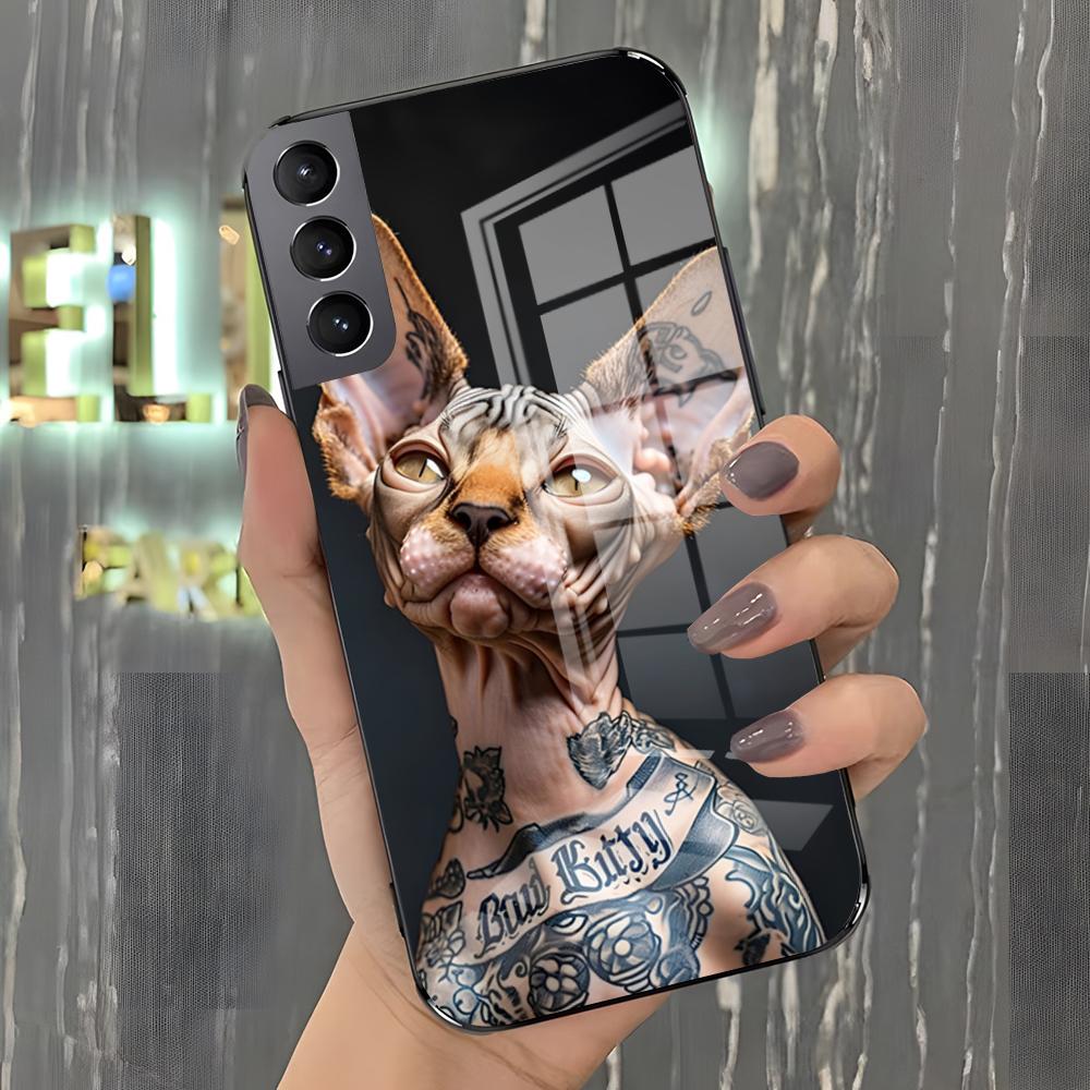 

Sphynx Cat Phone Case For Samsung S26 S25 Plus S20 S20 Plus S22 Ultra S23 FE S21 Plus S21 Ultra Glass Cover Samsung S25 Ultra