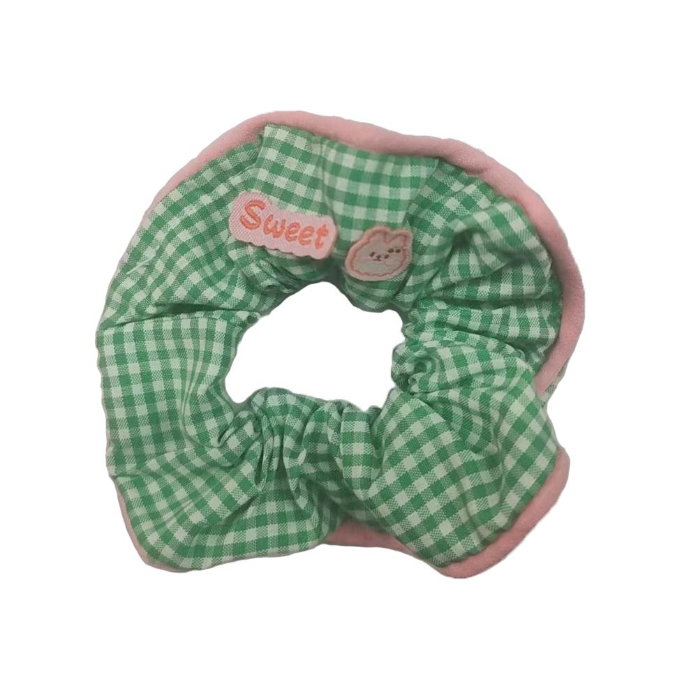 Hair ties with lattice print for women, elastic hair bands with sweet grid, ponytail holder, Harajuku hair accessories for girls
