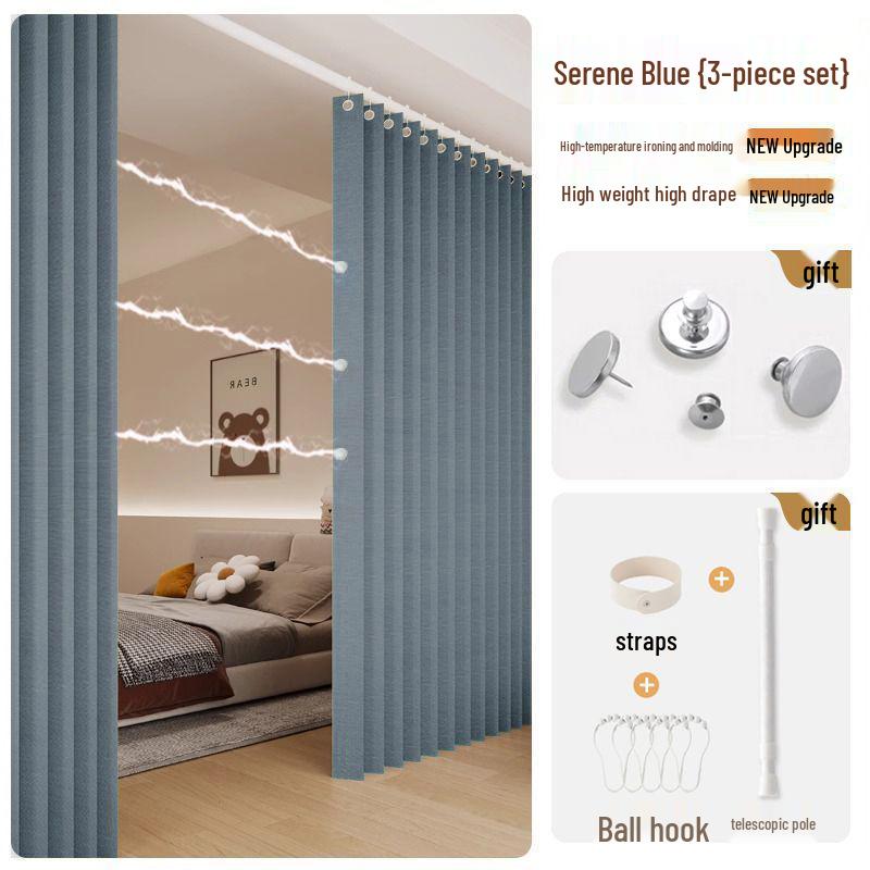 Room Divider No-Drill Folding Door Curtain for Bedroom and Living Room Privacy.