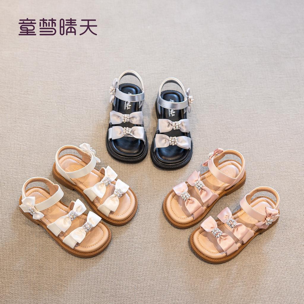 Size 26-37, children's sandals 2025 new summer girls' princess shoes soft-soled older children's summer shoes ballet leather shoes