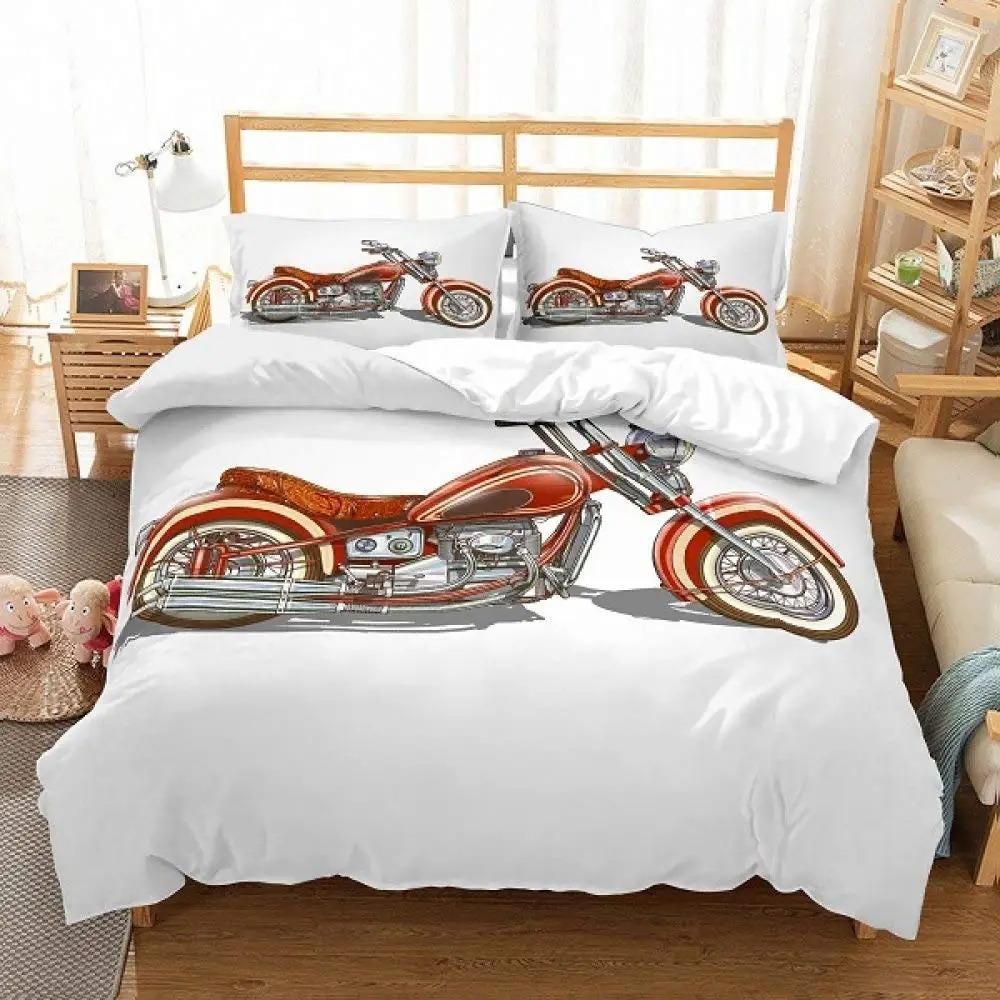 Cool Motorcycle Rider Duvet Cover Set,Extreme Sport Autocycle Comforter Cover With Pillowcase Graffiti Microfiber Quilt Cover