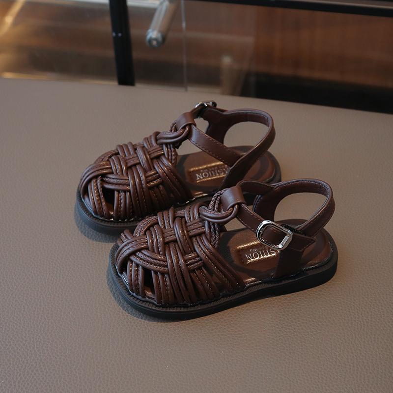 New Sandals Summer Children's Woven Casual Baby Shoes Girls Beach Shoes Slipper Size 22-31
